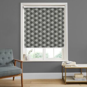 Smoke Grey Geometric HoneyComb Design Blackout Roller Blinds
